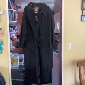 Kakadu Traders Duster Coat Men's L Black Cotton Oilskin Distressed Australia
